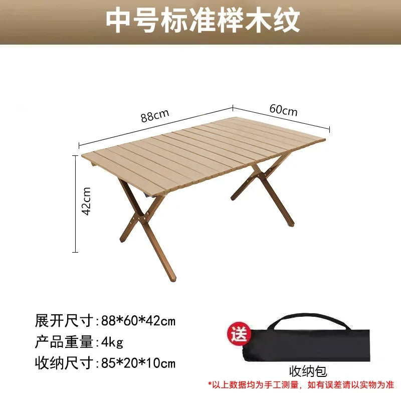 Foldable Wooden Patio Table Outdoor Portable Camping Picnic Desk Lightweight Garden Furniture Backyard Beach Fun Furniture