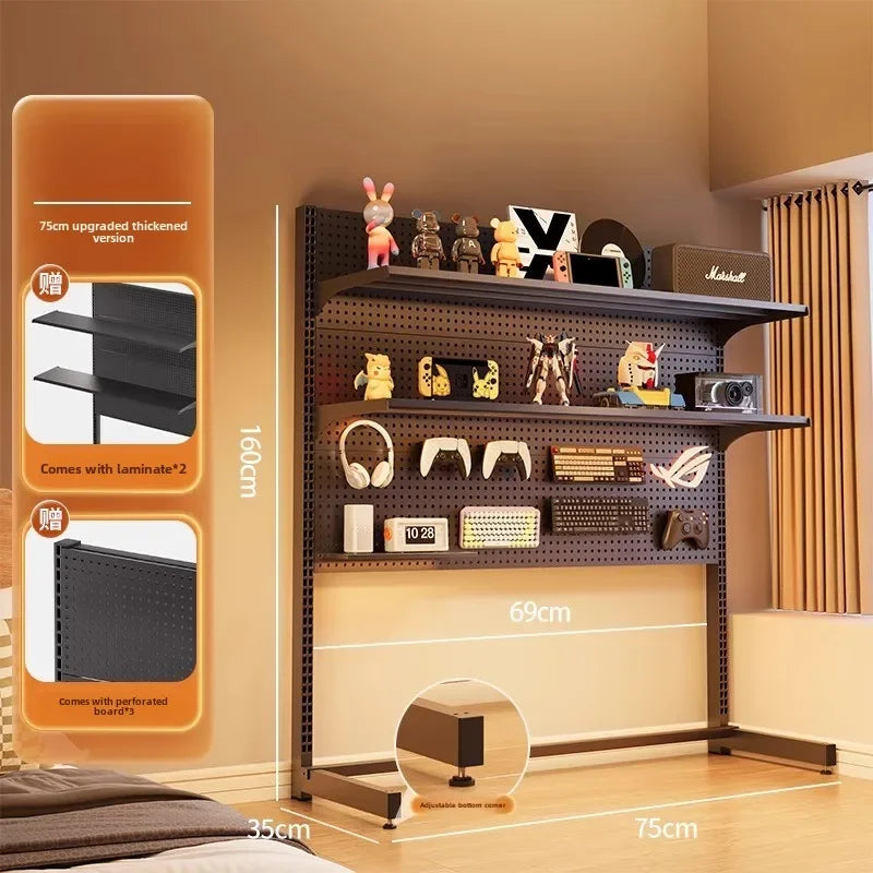 Home Storage Shelf Landing Room Metal Storage Rack Study Computer Organization Desktop Home Decor Holders Racks Tray Accessories