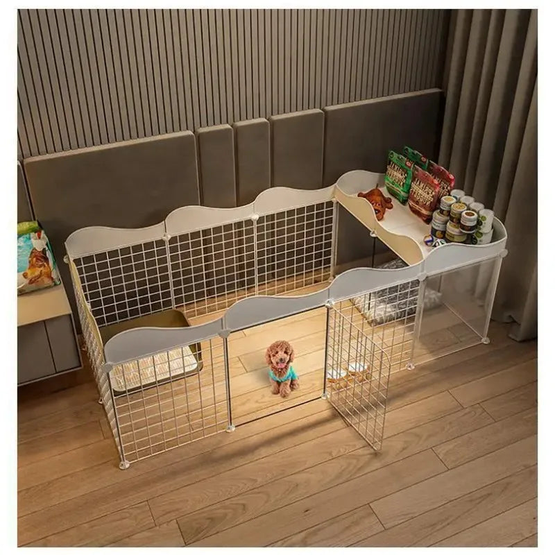 Household Pet Dog Fence House  Kennel Indoor Small Dog Teddy Bear Fence Isolation Door With Toilet Area  Cage