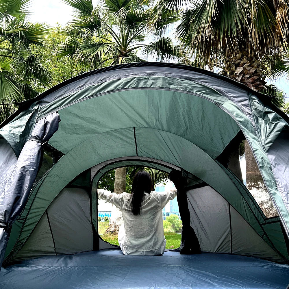 A pop-up tent, outdoor tent, camping tent, oval tent, waterproof and sun-proof travel tent, suitable for camping hiking trips
