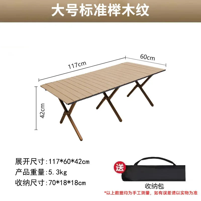 Foldable Wooden Patio Table Outdoor Portable Camping Picnic Desk Lightweight Garden Furniture Backyard Beach Fun Furniture