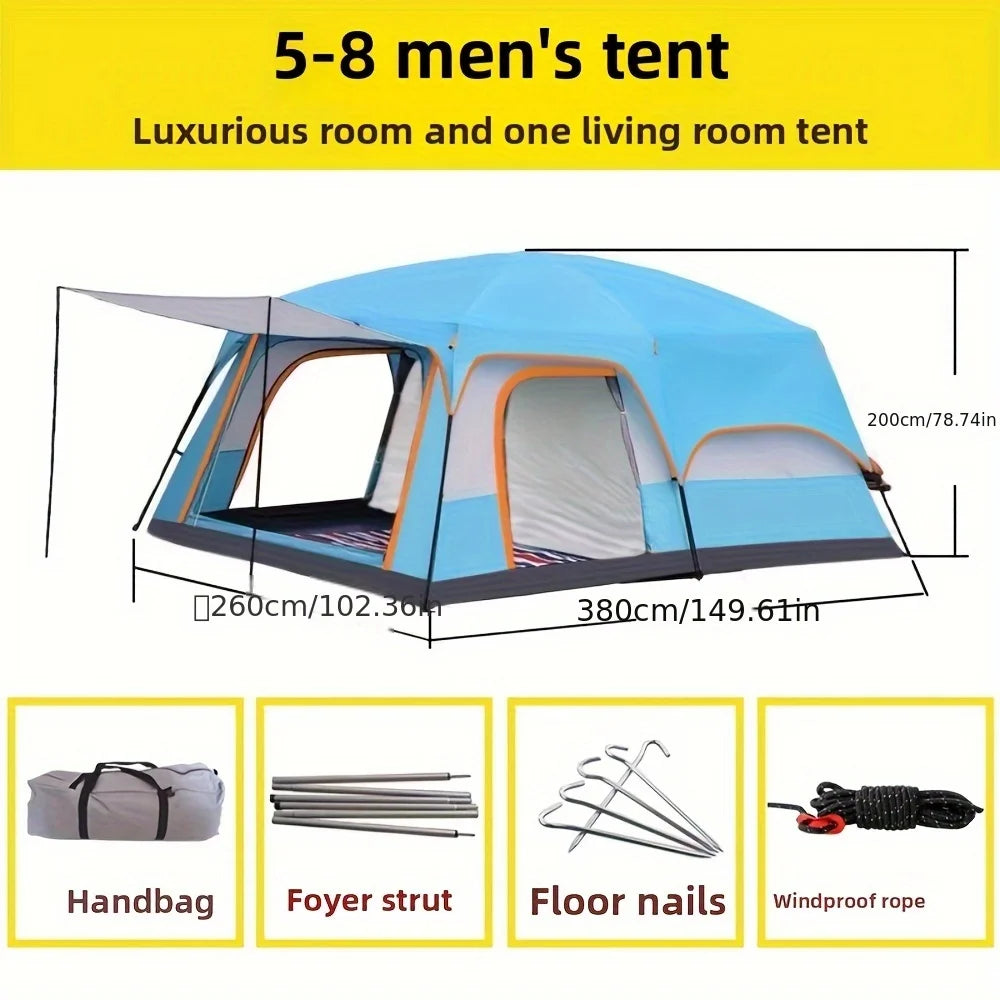 In 2025, upgrade to a two-bedroom, one-living-room outdoor folding portable windproof tent