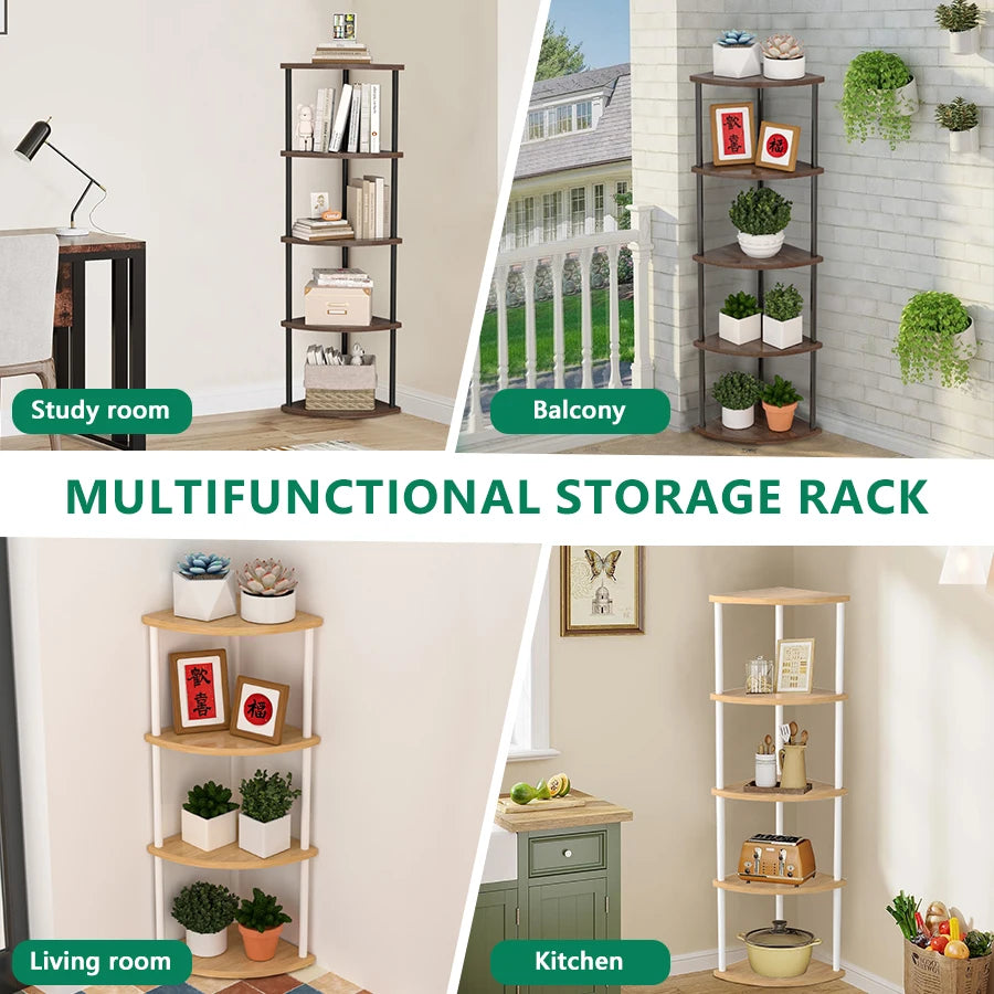 Storage Rack Wall Corner Shelf Practical Storage Rack Living Room/Kitchen/Bedroom Bookshelf Shelf Plant Rack Flower Rack 3/4/5/6
