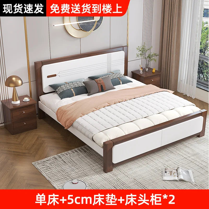 Master bedroom Nordic economy bed 1.8 meters solid wood bed 1.5 meters double bed household small apartment 1.2 meters single be