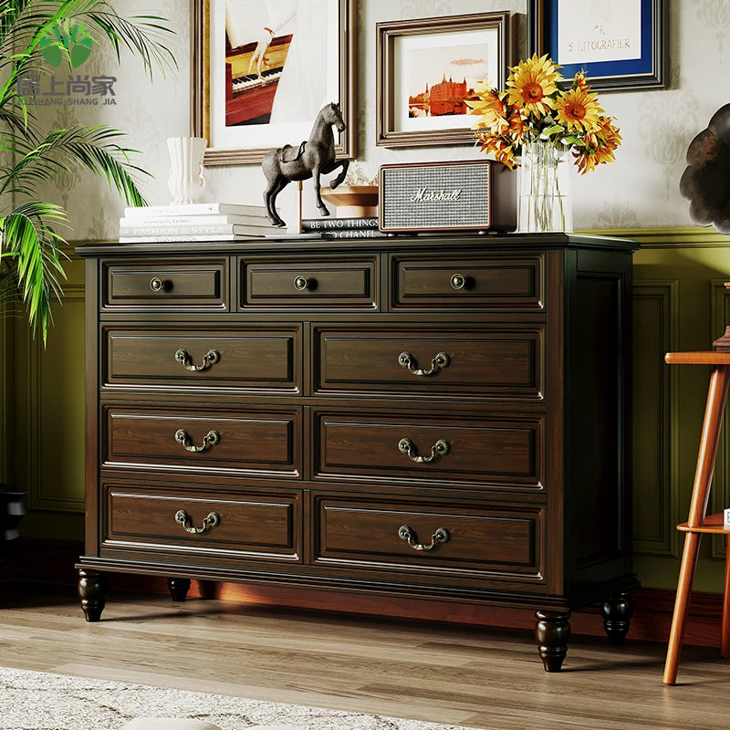 Nordic Simple Living Room Cabinets Drawers Black Solid Wood Living Room Cabinets Storage Vintage Wohnzimmer Schrank Furniture