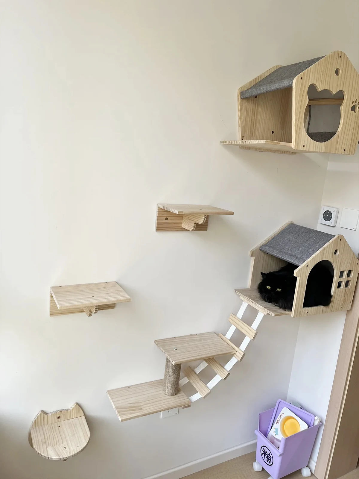 Cat Wall Climbing House Shelf Bed Wall Mounted Tree Tower Hiding House Villa Castle for Indoor Cats Accessories Sleeping