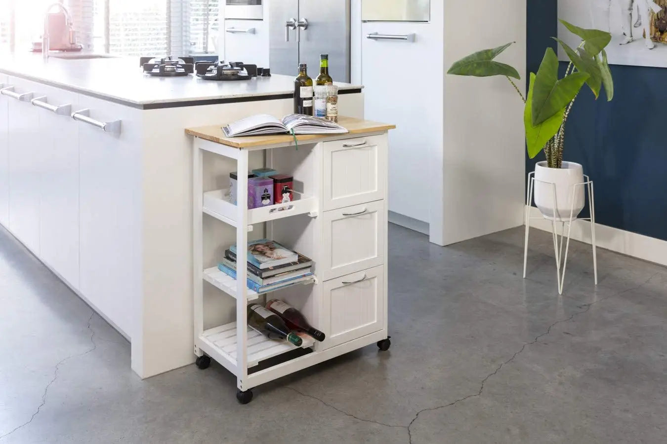 White And Large Storage Room Kitchen Serving Storage Trolley Cart Furniture