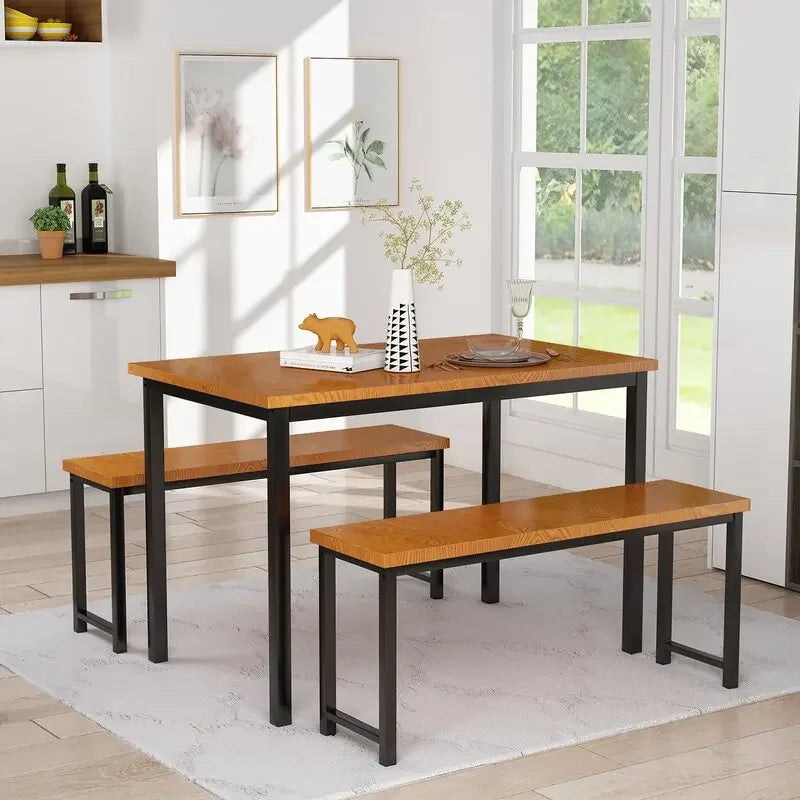 Modern Recycled Pine Dining Table Set Ultra Modern Design Goes Hand in Hand with Affordability and Versatility Dining Table