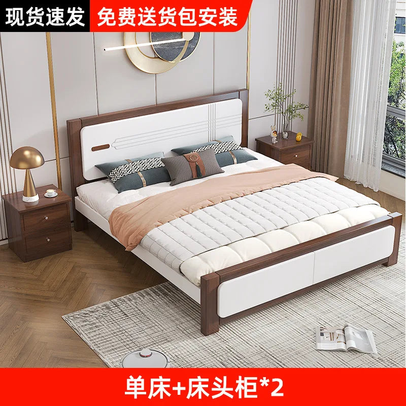 Master bedroom Nordic economy bed 1.8 meters solid wood bed 1.5 meters double bed household small apartment 1.2 meters single be