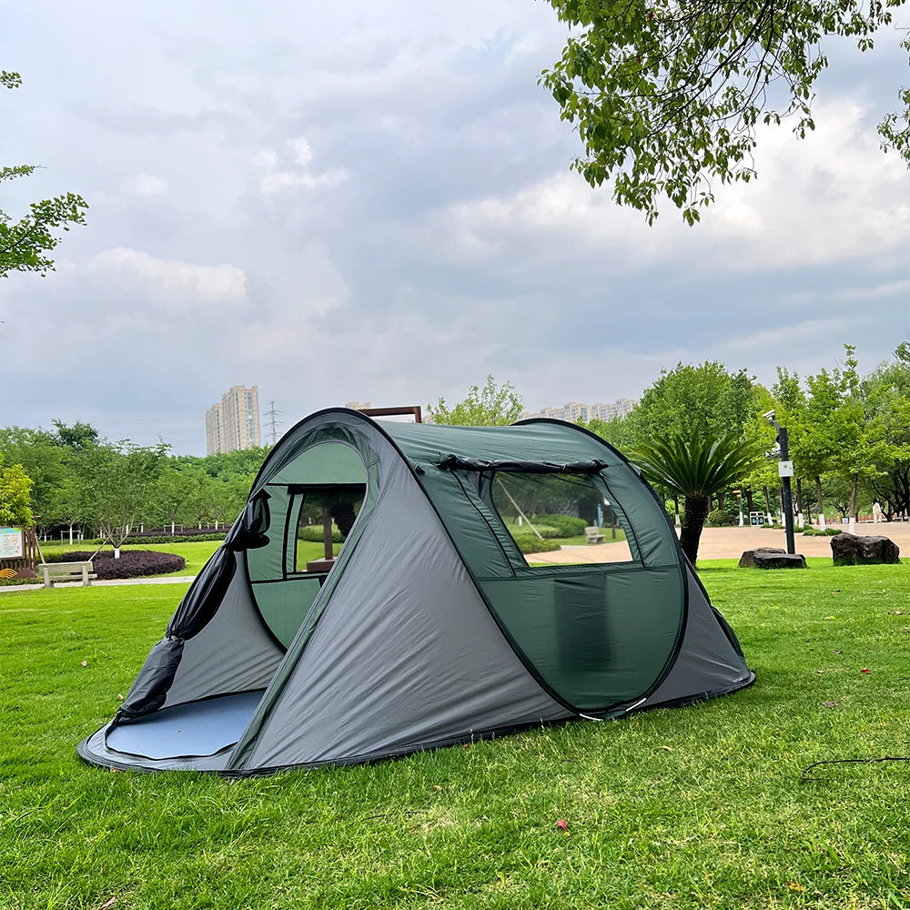 A pop-up tent, outdoor tent, camping tent, oval tent, waterproof and sun-proof travel tent, suitable for camping hiking trips