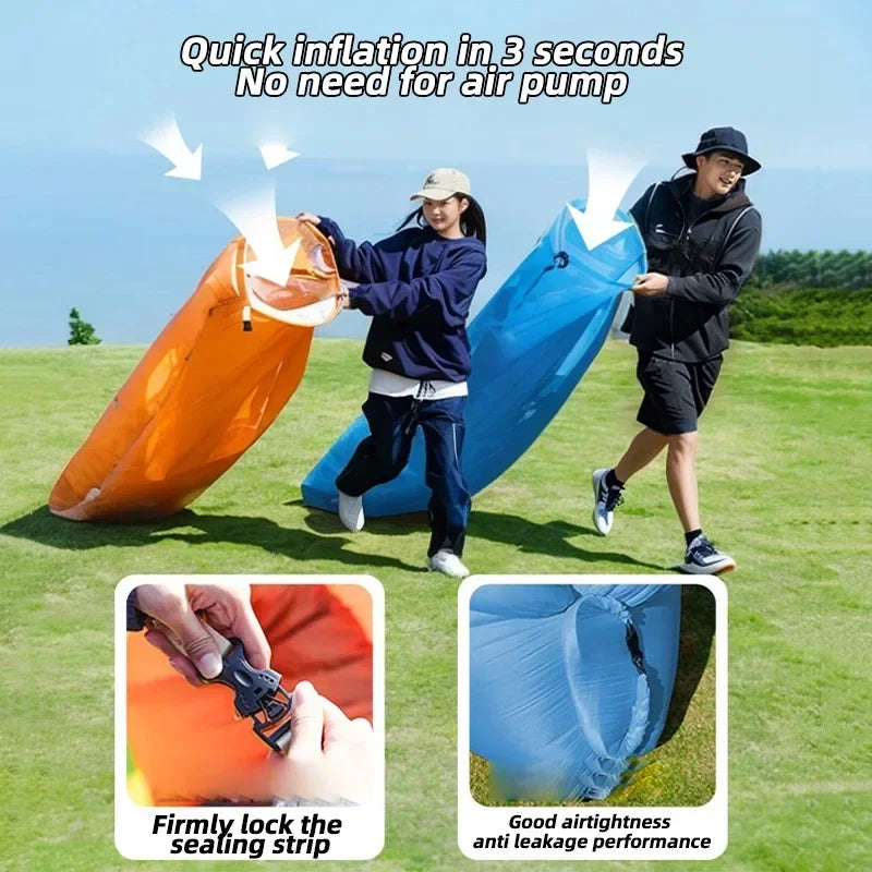 Outdoor Air Lazy Inflatable Sofa Bag Portable Camping Sofa Air Sleeping Bag Lunch Break Mattress Music Festival Portable Sofa