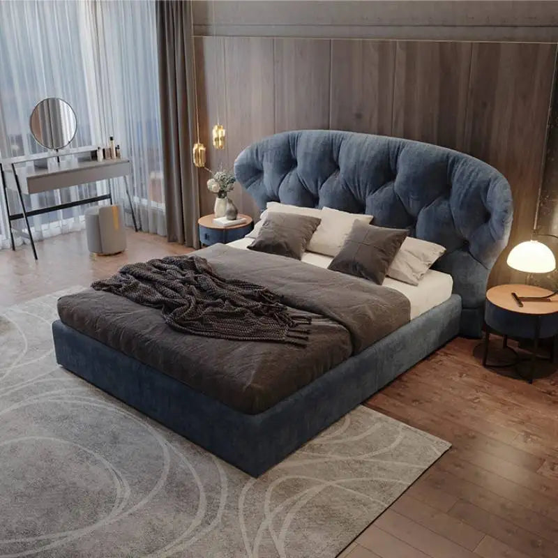 Pretty Wooden Double Bed Frame Cheap Elegant Luxury Twin Queen Bases Bed Full Size Side Table Cama Box Casal Home Furniture