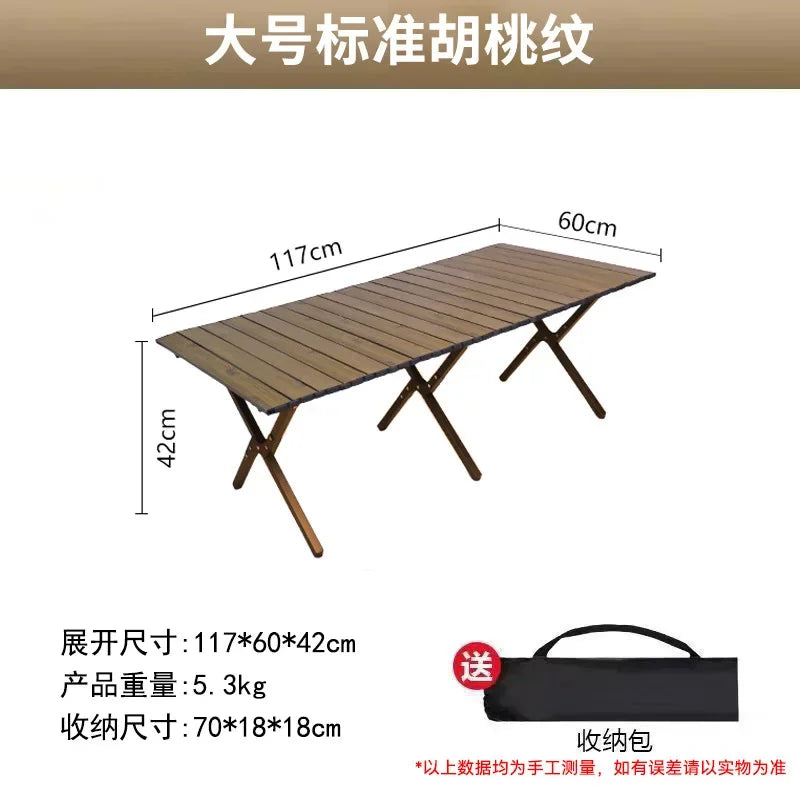 Foldable Wooden Patio Table Outdoor Portable Camping Picnic Desk Lightweight Garden Furniture Backyard Beach Fun Furniture