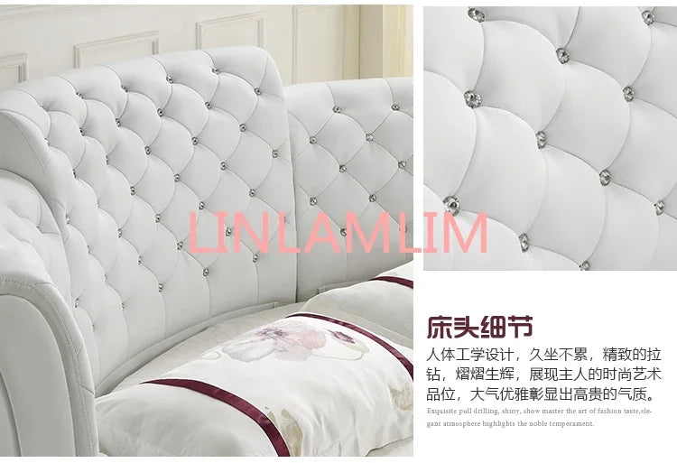 Smart bed frame camas bedroom кровать двуспальная lit beds سرير  muebles de dormitorio мебель LED light round genuine leather