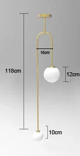 Nordic Bedroom Bedside LED Pendant Lamp Bar Simple Living Room Background Glass Ball Chandeliers Lighting