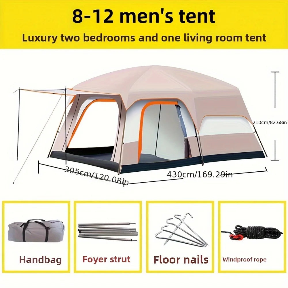 In 2025, upgrade to a two-bedroom, one-living-room outdoor folding portable windproof tent