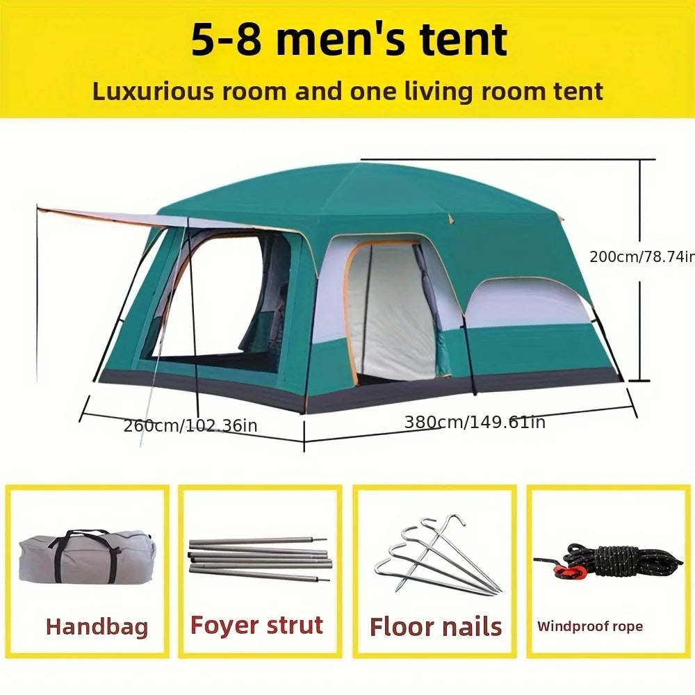 In 2025, upgrade to a two-bedroom, one-living-room outdoor folding portable windproof tent