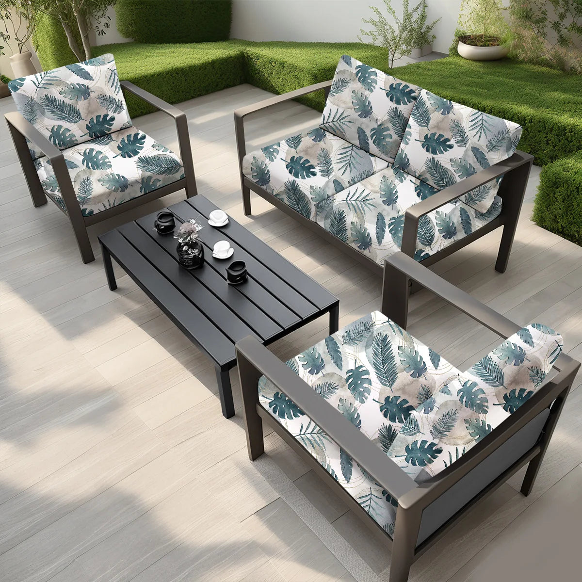 Outdoor Waterproof Tropical Print Sofa Cushion Covers Non-Slip Furniture Protectors Replacement for Individual Seat Cushions New