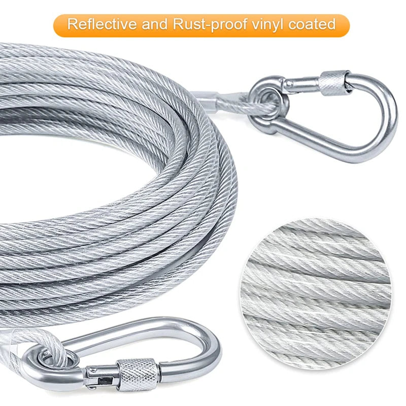 Pet Outdoor Double Hook Extended Steel Wire Rope Dog Rope Pet Traction Rope Anti Bite Dog Chain Metal Hooks Pet Supplies