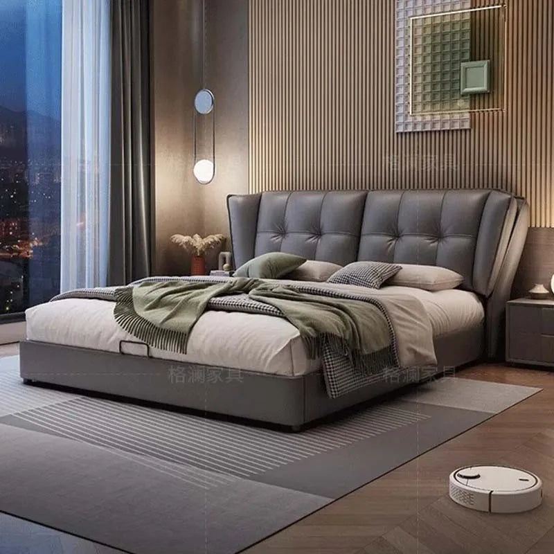 Europian Minimalist Bed Under Storage Wood Modern Multifunctional Bed King Size Lounge Camas De Casal De Luxo Room Decor