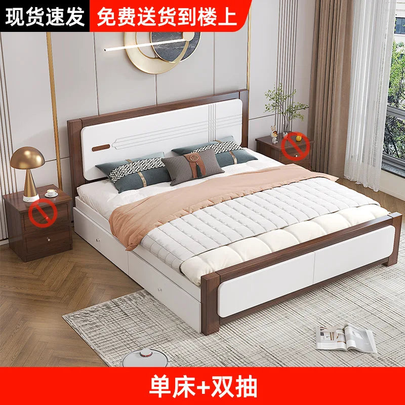 Master bedroom Nordic economy bed 1.8 meters solid wood bed 1.5 meters double bed household small apartment 1.2 meters single be