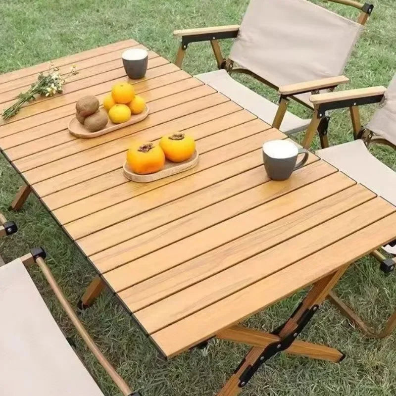 Foldable Wooden Patio Table Outdoor Portable Camping Picnic Desk Lightweight Garden Furniture Backyard Beach Fun Furniture