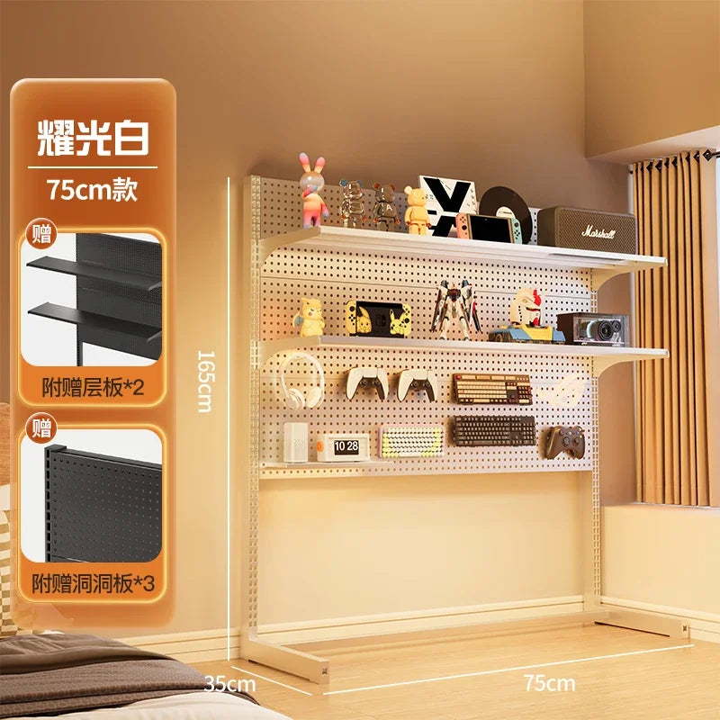 Home Storage Shelf Landing Room Metal Storage Rack Study Computer Organization Desktop Home Decor Holders Racks Tray Accessories