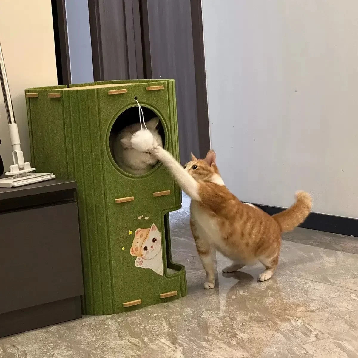 Multi-layer Cat House for Indoor Cats Pet Climbing Frame Integrated Cat Tree Double-layer Scratching Board Enclosed Cat House