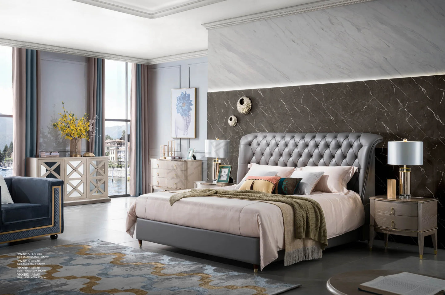 CBMmart Italian Room King Size Luxury Furniture Modern Bedroom for Hotel double Beds