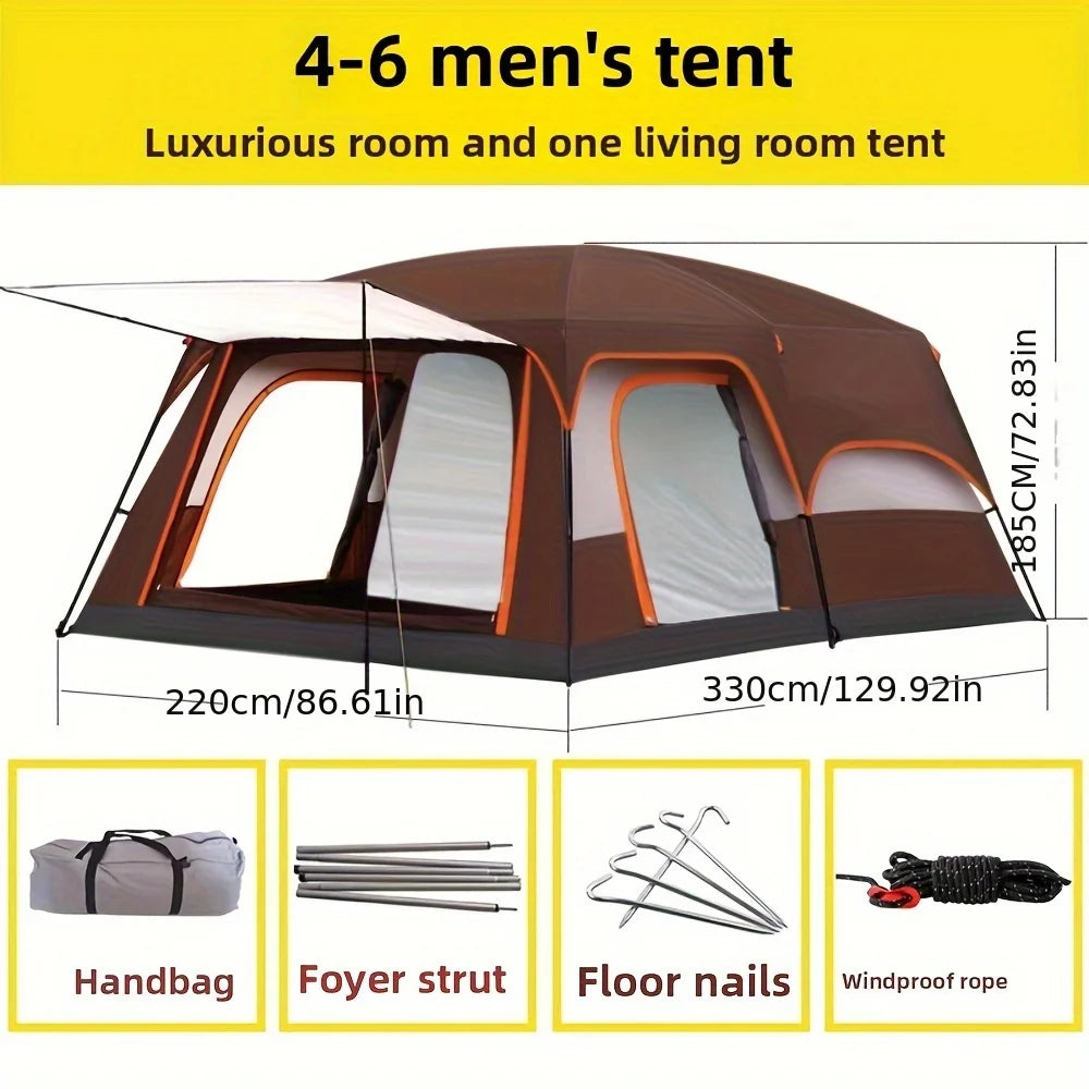 In 2025, upgrade to a two-bedroom, one-living-room outdoor folding portable windproof tent
