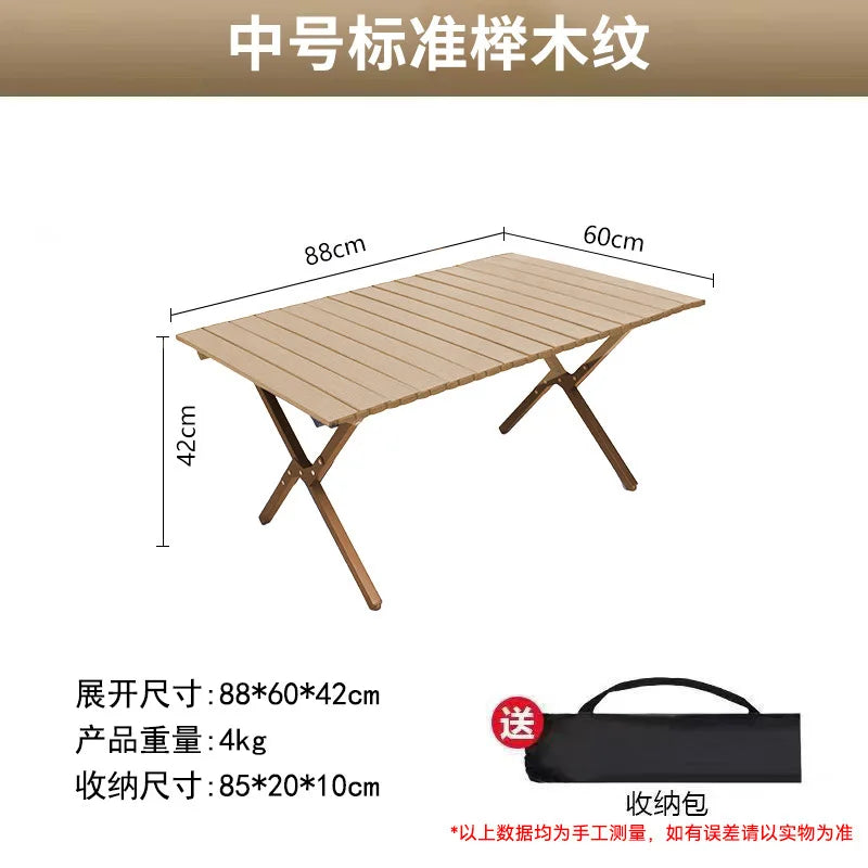 Foldable Wooden Patio Table Outdoor Portable Camping Picnic Desk Lightweight Garden Furniture Backyard Beach Fun Furniture