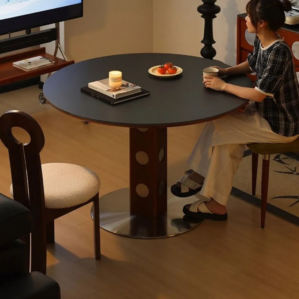 Living Luxury Dining Tables Wood Vintage Balcony Minimalist Dining Table Round Breakfast Set Sala Da Pranzo Home Furniture