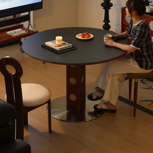 Living Luxury Dining Tables Wood Vintage Balcony Minimalist Dining Table Round Breakfast Set Sala Da Pranzo Home Furniture