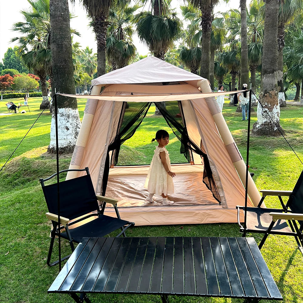 Large Air Tent 5-8 Person Camping Park Tent Family Hiking Trip Suitable Portable Shelter with Inflatable Frame