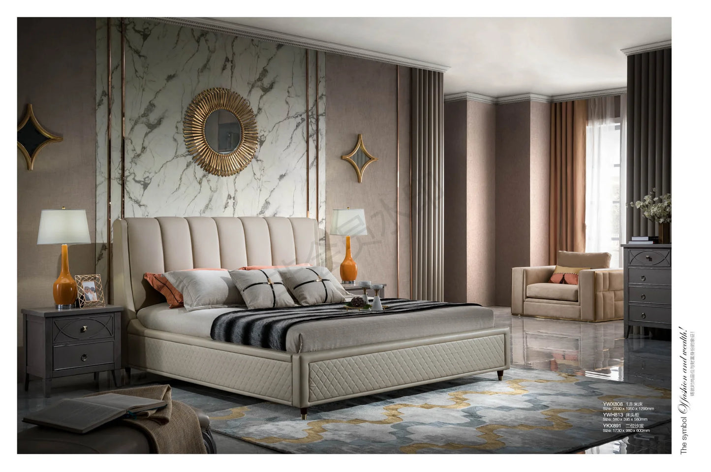 CBMmart Italian Room King Size Luxury Furniture Modern Bedroom for Hotel double Beds